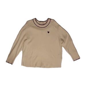 A New Day Long Sleeve, Of White Sweater With Red Trim And a Tiny Heart, Size XXL